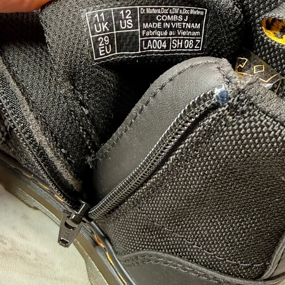 Dr.‎ Martens Combs J Kids Black Extra Tough Nylon Combat Boots Size 12 US Kids